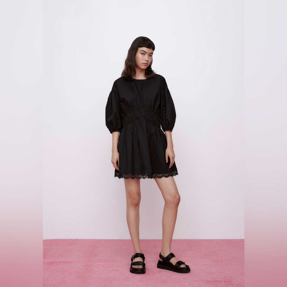 Zara Emy Lace Trim Combination Mini Dress🖤